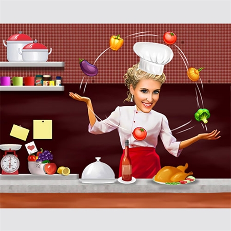 Woman Chef Caricature from Photo,by myDaVinci - myDaVinci